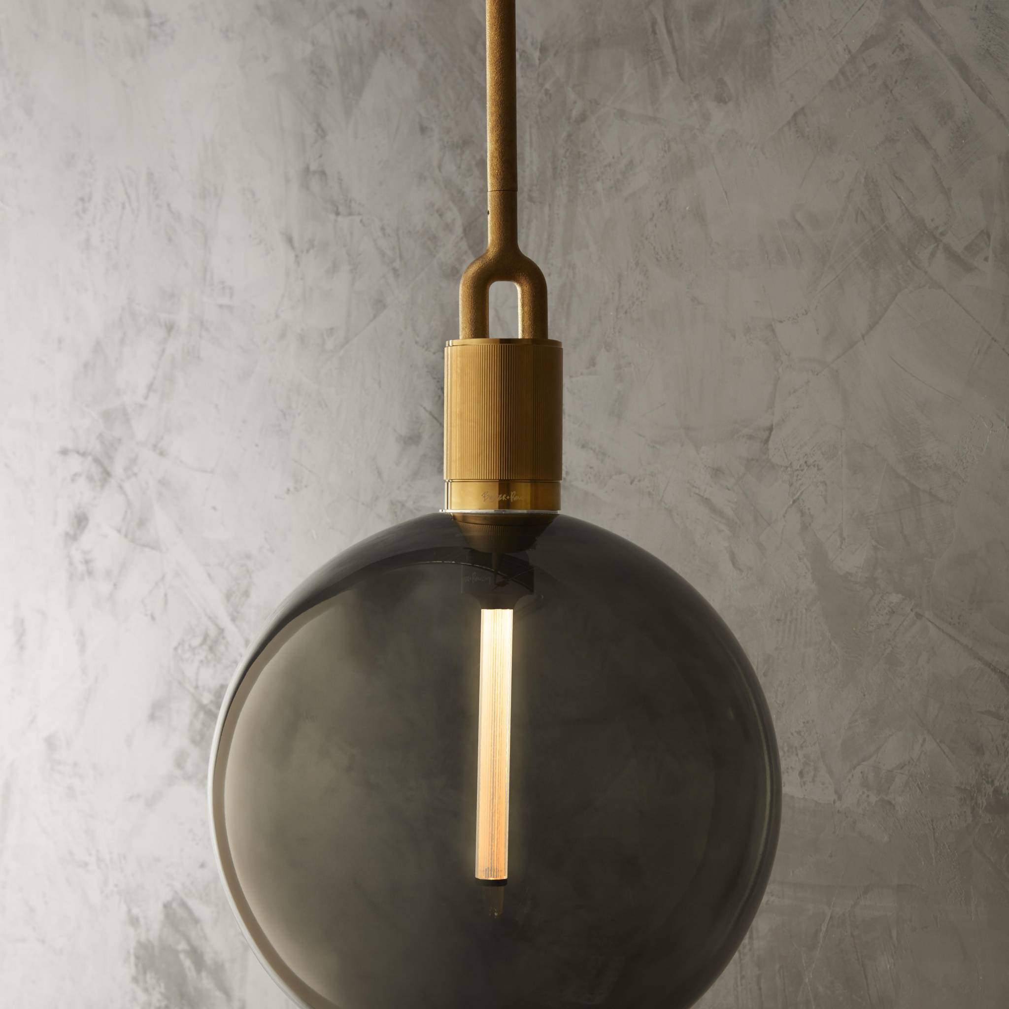 FORKED PENDANT / LINEAR / GLOBE / SMOKED / LARGE