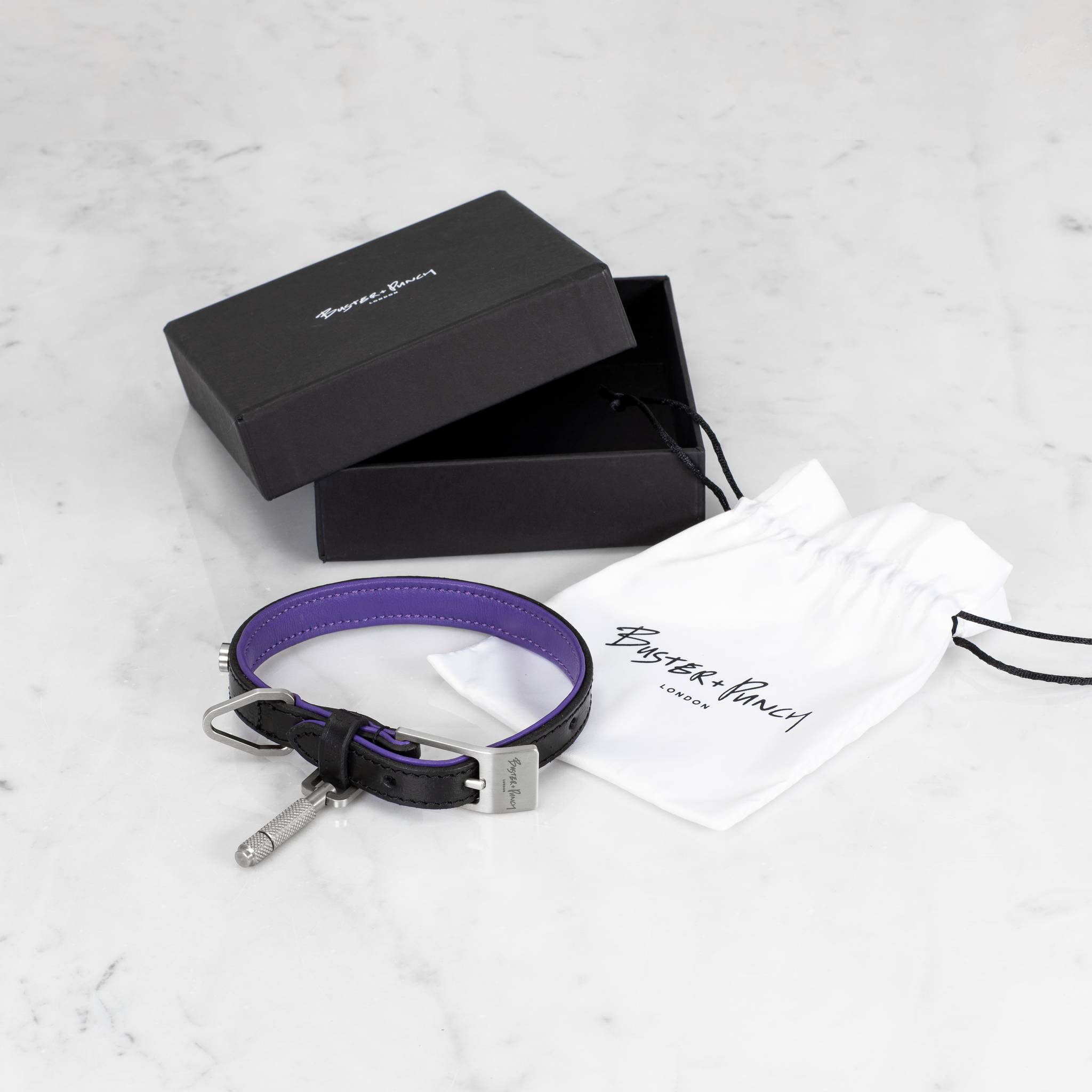 DOG COLLAR / CROSS / BLACK / PURPLE