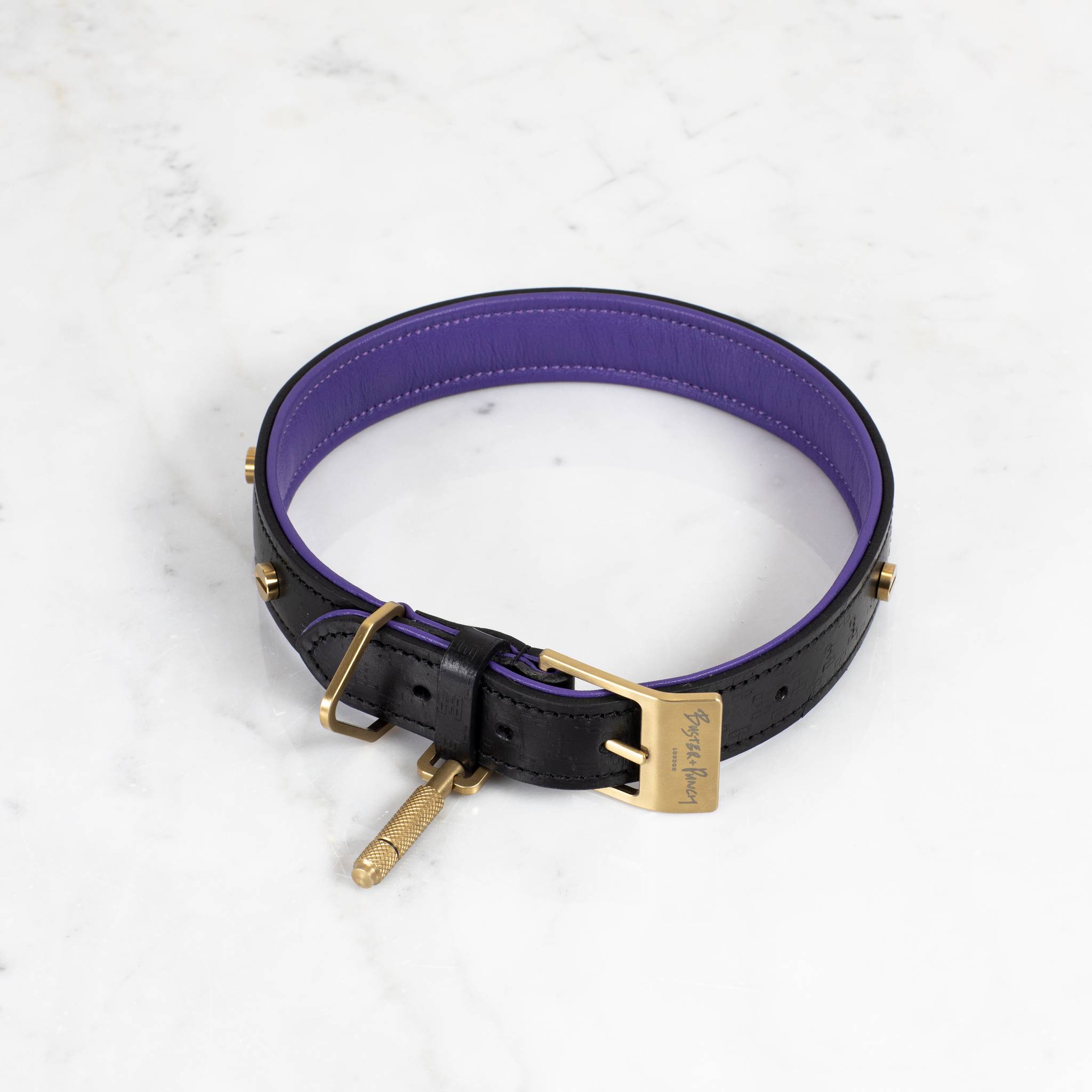 DOG COLLAR / CROSS / BLACK / PURPLE