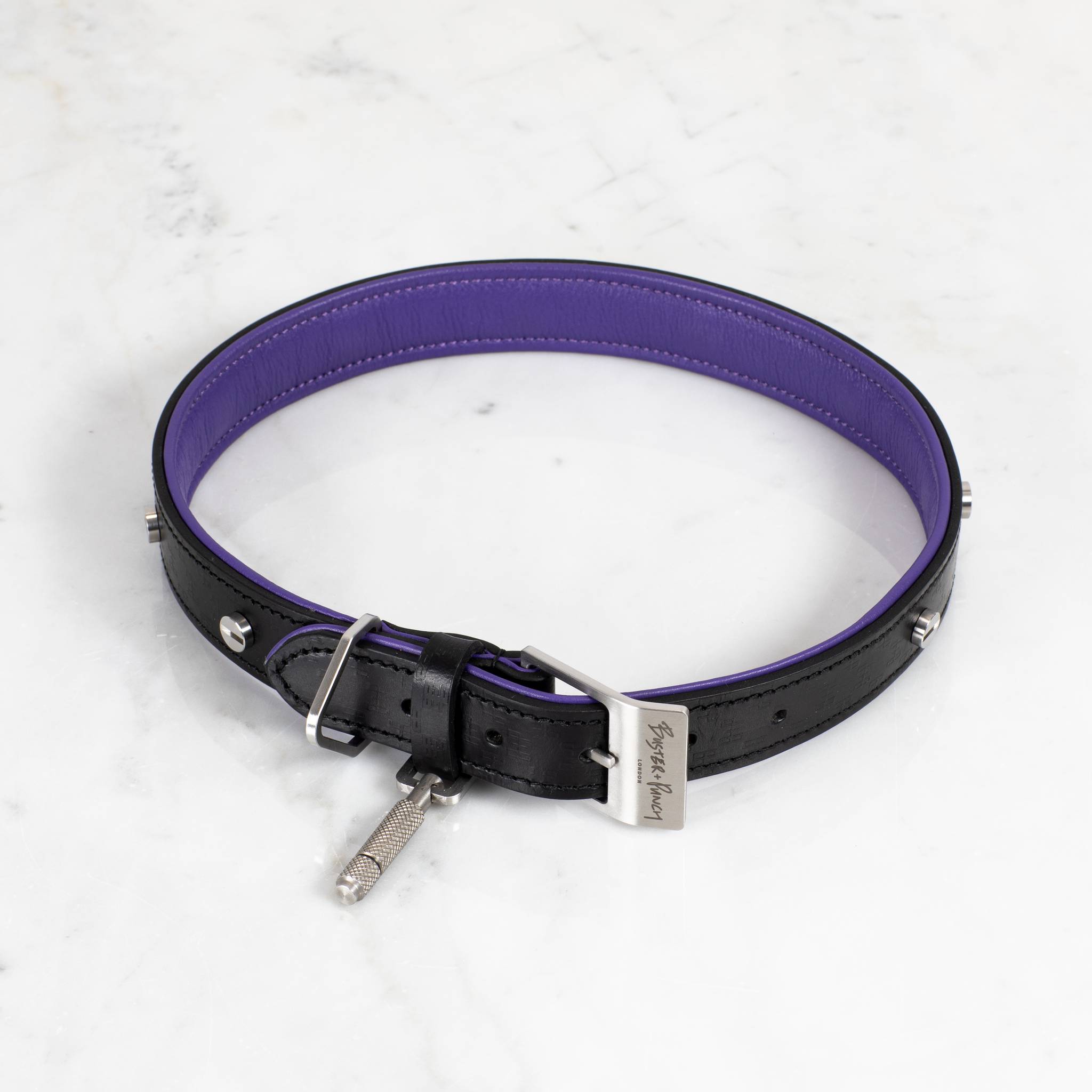 DOG COLLAR / CROSS / BLACK / PURPLE