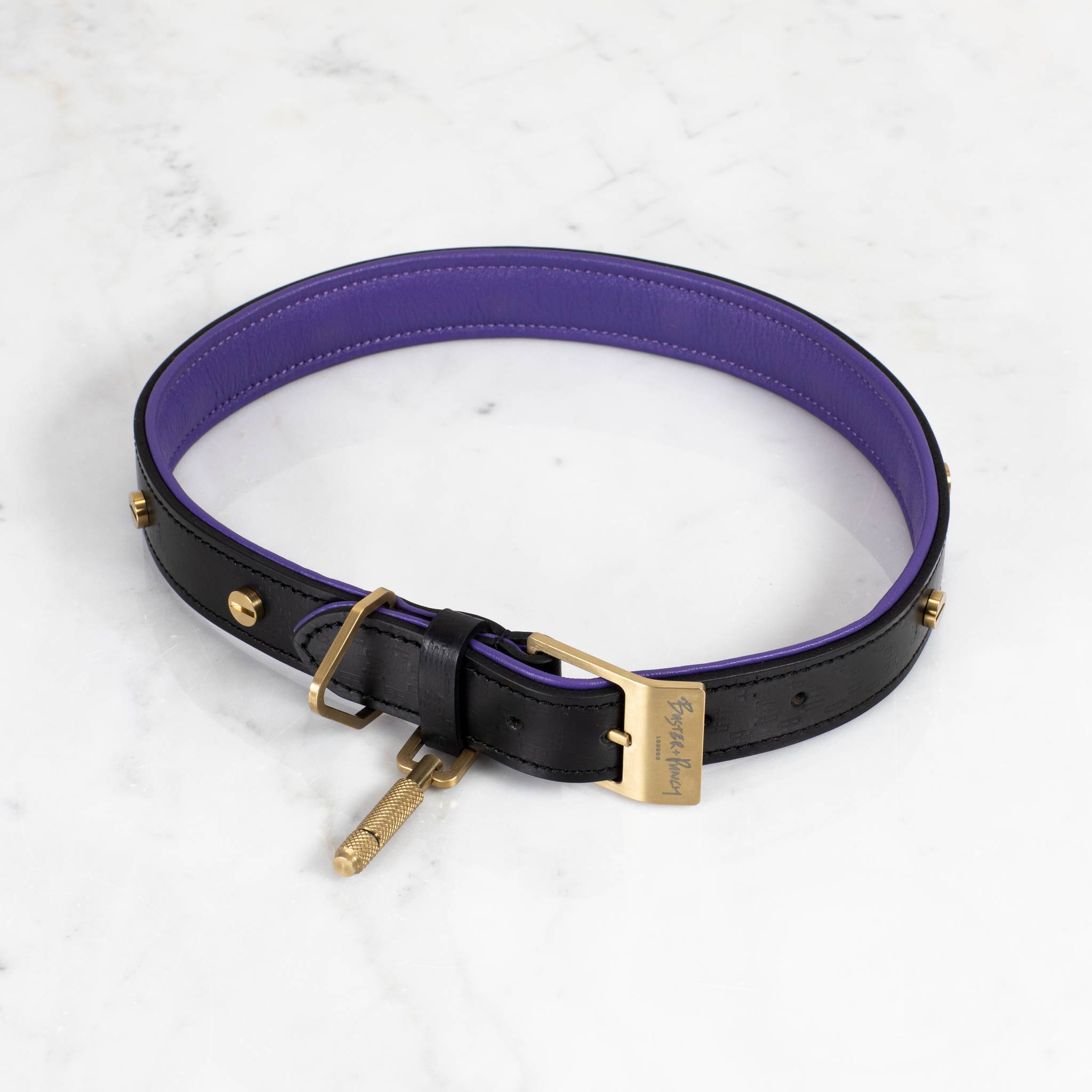 DOG COLLAR / CROSS / BLACK / PURPLE