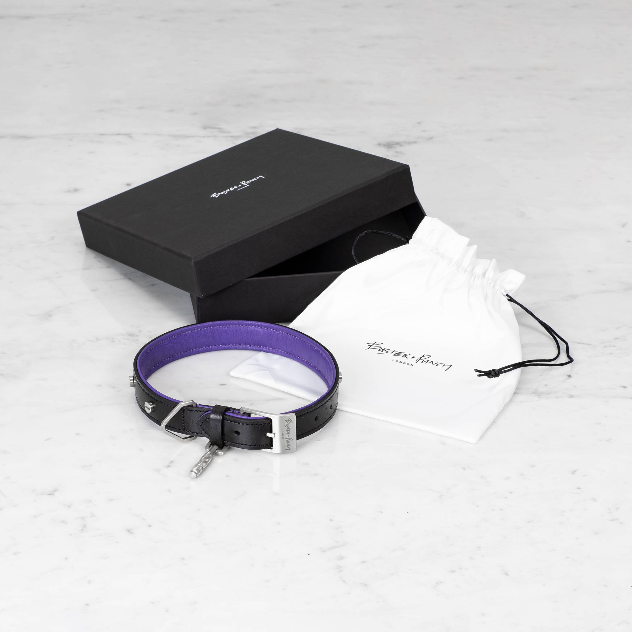 DOG COLLAR / CROSS / BLACK / PURPLE